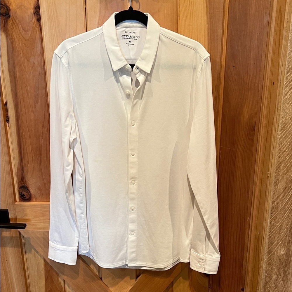 Kenneth Cole Men's White Casual Button Down Shirt